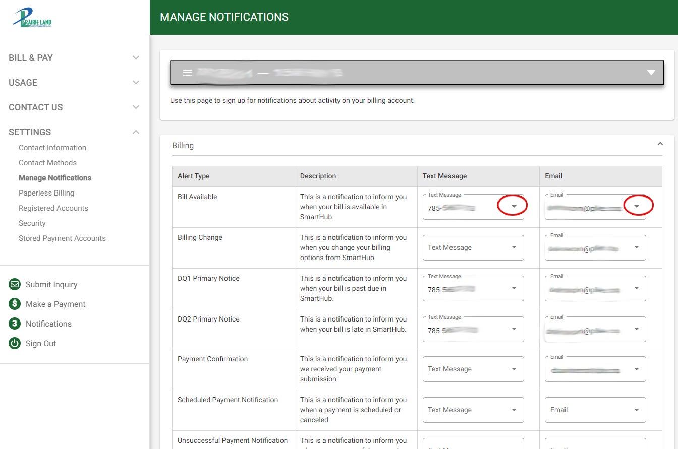 Manage Billing Notifications